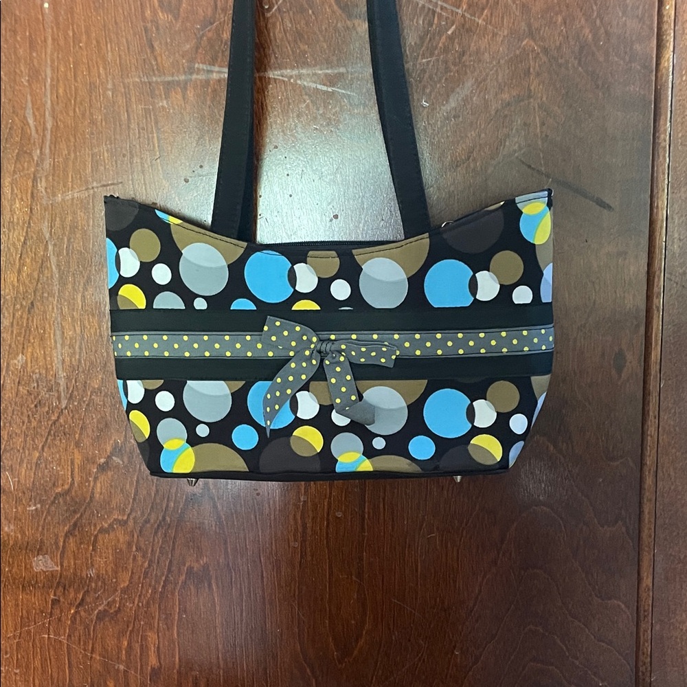 Stylish Polka Dot Tote Bag - Black, Blue, Yellow